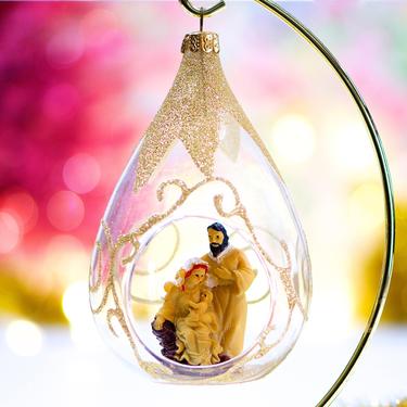 VINTAGE: Resin Holy Family Blown Glass Ornament - Nativity - Christmas, Xmas, Holiday - SKU 30-404-00031312 