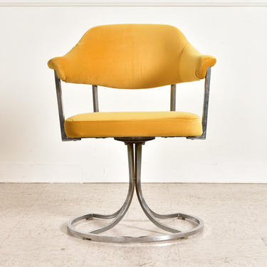 1970’s Vintage Yellow Chrome Chairs 
