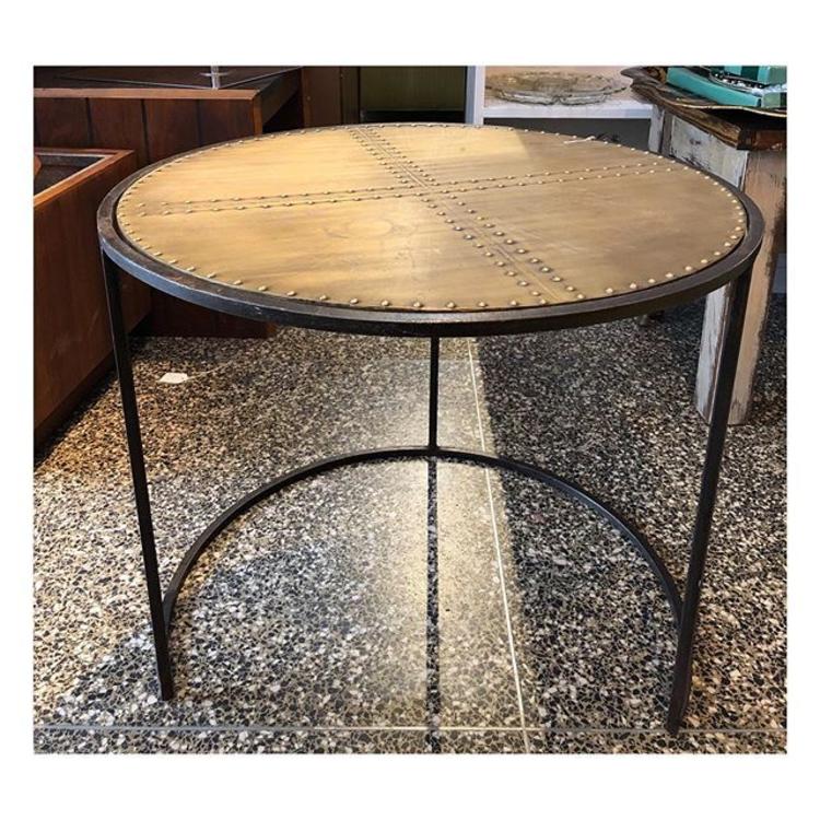 Iron base golden top accent/side round table 24 W x 20 H 