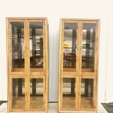 Vintage Burlwood Display Cabinets by Martinsville