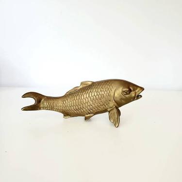 Mid Century Large Brass Koi Fish Figurine 