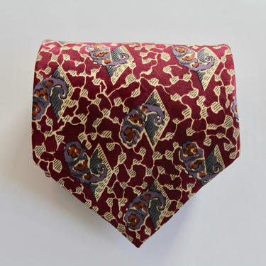 Givenchy Silk Tie Mid-Century Maroon and Purple 