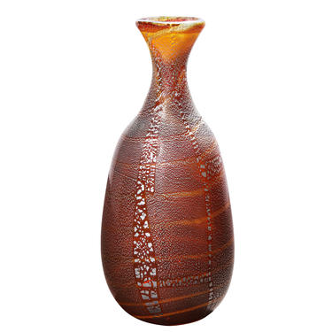 Giulio Radi Amber Glass Vase with Silver Foil Ca 1950