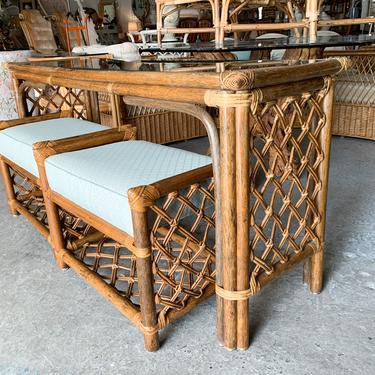 Ficks Reed Rattan Console Table with Two Stools