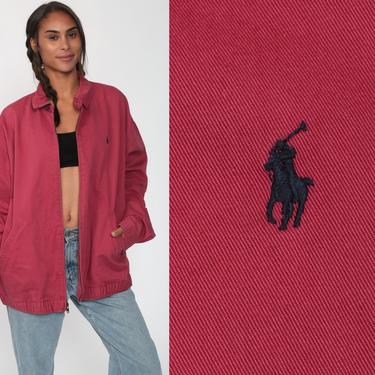 Ralph Lauren Jacket 90s Pink Windbreaker POLO Sport Retro Sports Hipster Vintage 1990s Streetwear Cotton Preppy RLP Extra Large xxl 2xl 