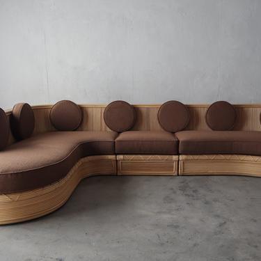 Vintage Curved Pencil Reed Bamboo Sectional Sofa - Gabriella Crespi Style 