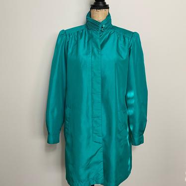 Vintage Forecasters of Boston Teal Trench Coat Size M 
