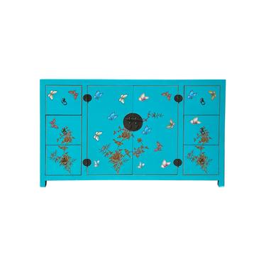 Light Turquoise Blue Vinyl Color Flower Butterflies Cabinet Sideboard cs6096E 