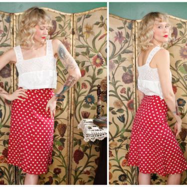 1930s Skirt // Polka Dot ALine Skirt // vintage 30s skirt 