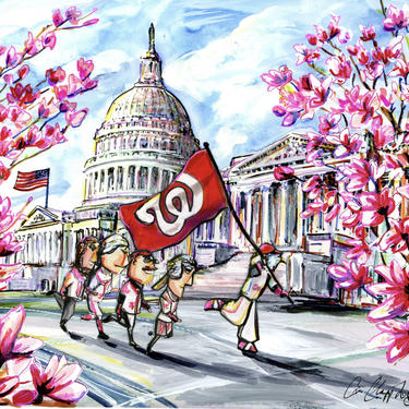 Washington Nationals Mascots Blossoms Gicleé Print by Cris Clapp Logan 