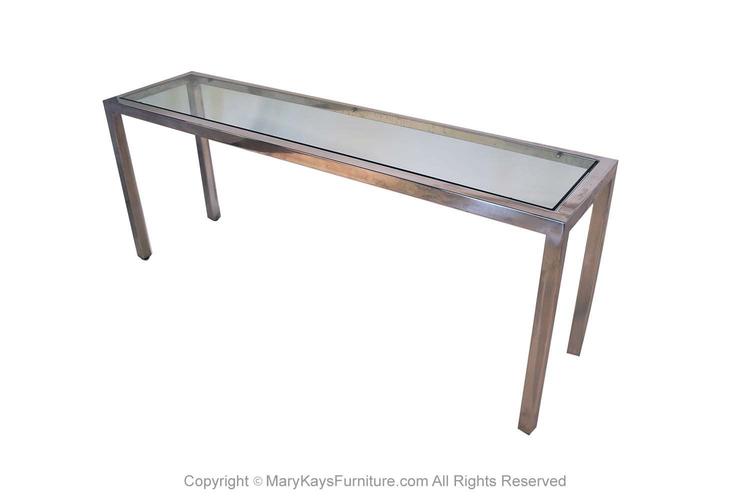 Milo Baughman Chrome Glass Console Table Mid Century Modern 