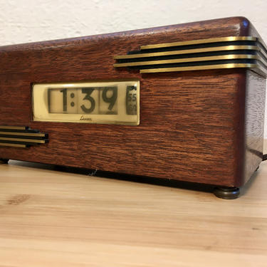 1940s Lawson Sierra Digital Electric Flip Clock,Mahogany Case, Working Well 