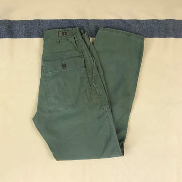 Size 27x30 Vintage 1950s 1960s US Army 4 Pocket Utility Baker Pants with Repairs 