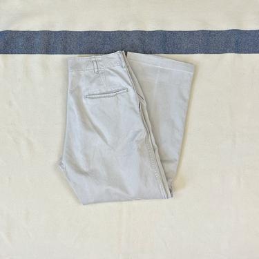 Size 29x27 Vintage 1940s 1950s US Army Double Stitched Cotton Khaki Chino Button Fly Trousers 