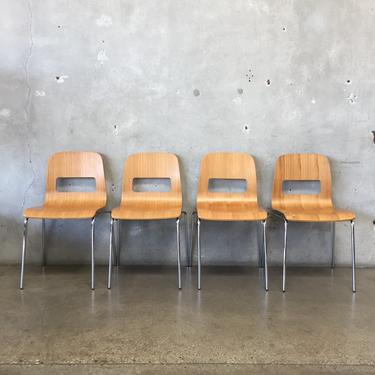 Set of Four Mid Century Style Bent Wood Chairs