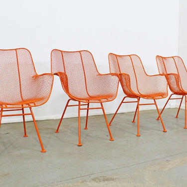 Set of 4 Mid-Century Danish Modern Woodard Sculptura Arm Chairs 