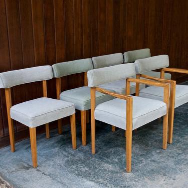 1950s Upholstered Dining Chair Set 6 Vintage Mid-Century Russel Wright Edward Wormley 