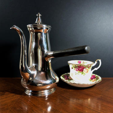 Vintage Antique Chocolate Pot, Hot Chocolate, Side Handle Coffee Pot - Gorham Manufacturing, 1911, Made in England, Electro Plated Silver 