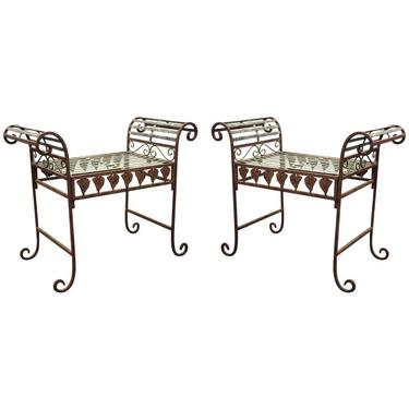 Hollywood Regency Metal Benches
