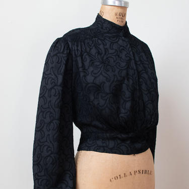 Antique Embroidered Blouse | Victorian Edwardian Bishop Sleeve Shirt 