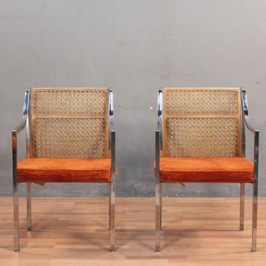 Howell Mid Century Cane &amp; Chrome Orange Armchair – ONLINE ONLY