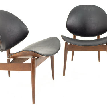 Seymour James Weiner for Kodawood Mid Century Clam Shell Chairs - Pair 