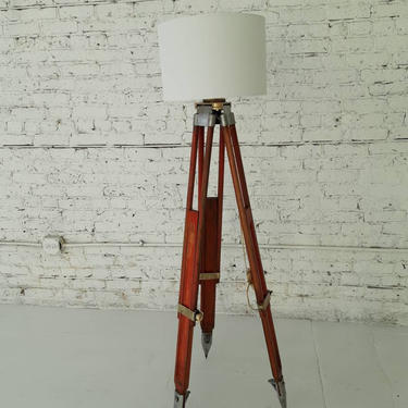 Vintage industrial surveyors tripod floor lamp 