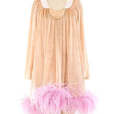 Bill Tice Feather Trimmed Babydoll Dress