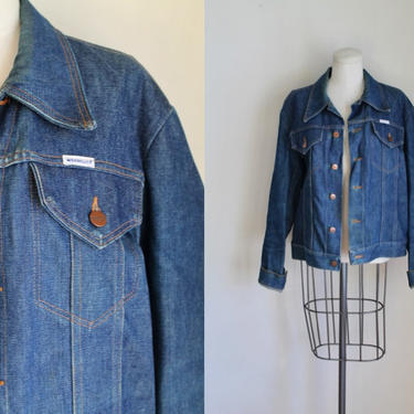 Vintage 1970s Wrangler &amp;quot;No Fault&amp;quot; Denim Jacket / men's M/L // woman's L/XL 