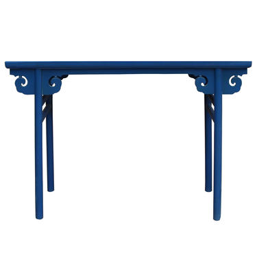 Chinese Scroll Apron Rustic Blue Altar Console Table cs4956E 