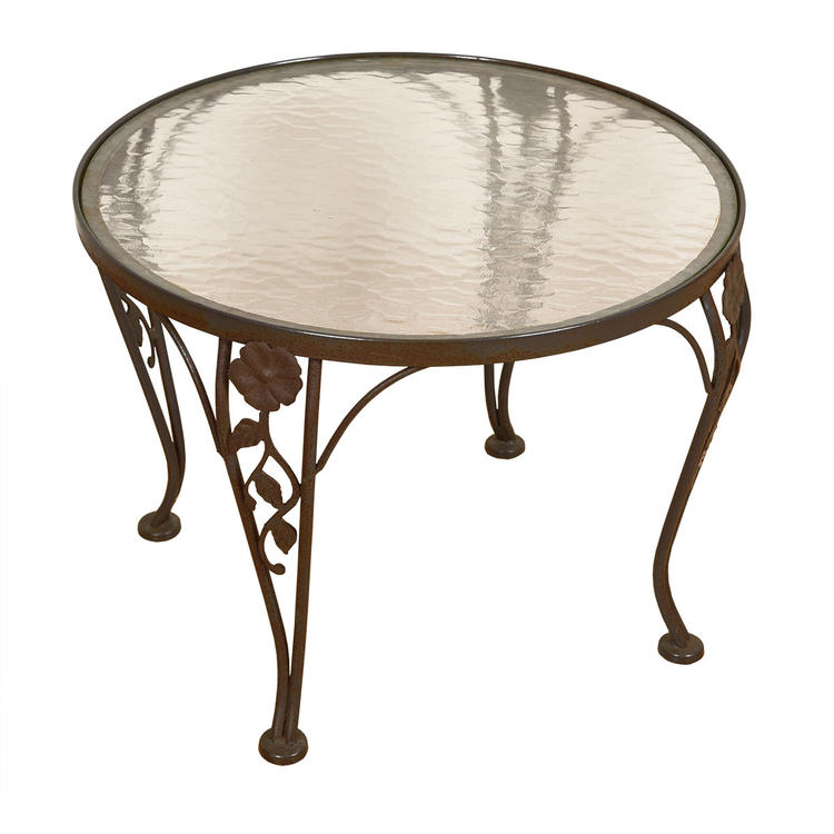 MCM Round Salterini Style Glass Top Accent Table