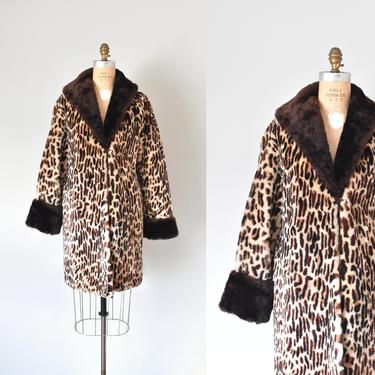 1950s shearling leopard print fur coat, real fur coat, animal print clothing, coat shearling, fur coats women 