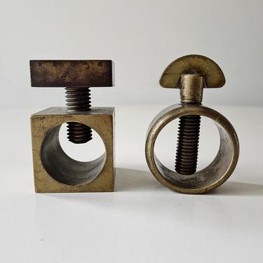 Geometric Sculptural Nut crackers set brass lindustrial designer dansk 