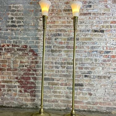 FREE SHIPPING Gorgeous pair of Stiffel Torchiere Lamps 