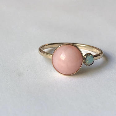 Two Moons Opal Ring with Pink and White Opal in 14k goldfilled Ring 