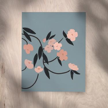 Blossom Branch, Nature illustration Print (Gicle Fine Art Print) Abstract Flower Artwork - Digital Art Reproduction 