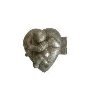 Pewter Heart Shaped Ice Cream Mold With Cupid 