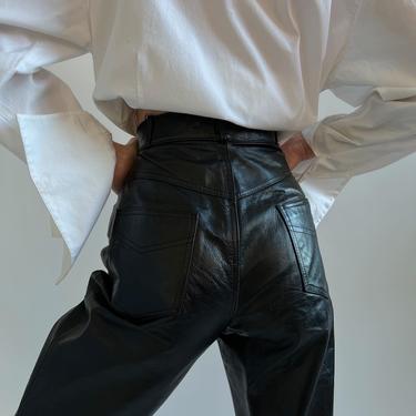 Vintage Onyx High-Waisted Leather Pants