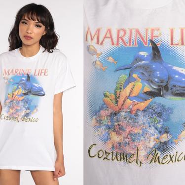 Cozumel Dolphin Shirt Under The Sea Shirt Graphic Tshirt Mexico Shirt Retro T Shirt 90s Vintage Mexico Surfer Tee Small Medium 