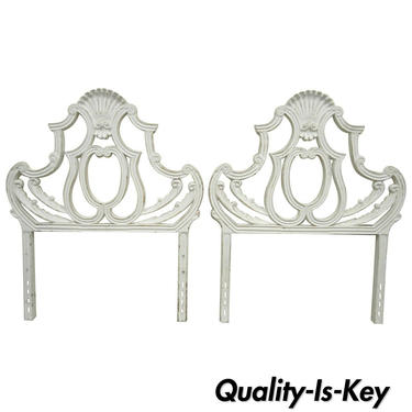 Pair Vintage Cast Aluminum Metal Shell French Rococo Single Twin Bed Headboards
