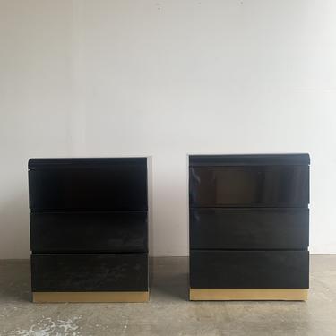 1980s Laminate and Black Lacquer Nighstands 