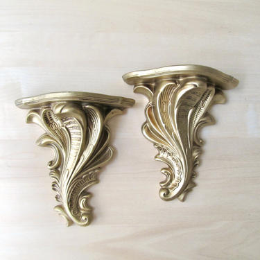 vintage ornate gold plaster sconces 