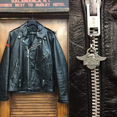 Vintage 1970’s/80’s “Harley Davidson” Motorcycle Leather Jacket, Biker Style, Low Rider, Vintage Clothing 