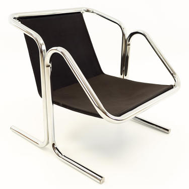 Jerry Johnson Mid Century Chrome Arcadia Sling Lounge Chair - mcm 