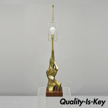 Vintage Laurel Maurizio Tempestini Brutalist Brass Mid Century Table Lamp