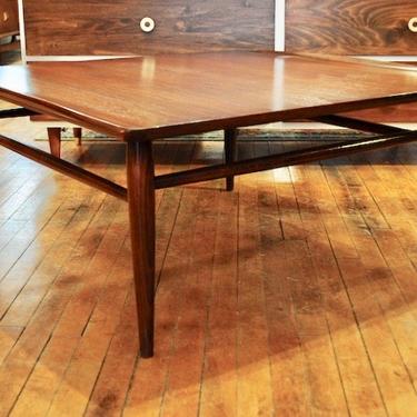 1960’s Walnut Square Coffee Table by Bassett Furniture