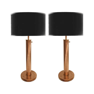Mid Century Modern Copper Table Lamps Stiffel Parzinger Style 
