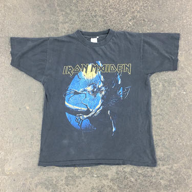 Vintage Iron Maiden Tee 1990s Retro Unisex Size Large + Fear of the Dark + 1992 Tour + Black Band T Shirt + Merch Memorabilia + Heavy Metal 
