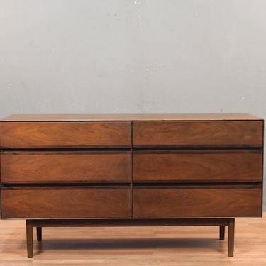Stanley Mid Century Walnut 6-Drawer Dresser