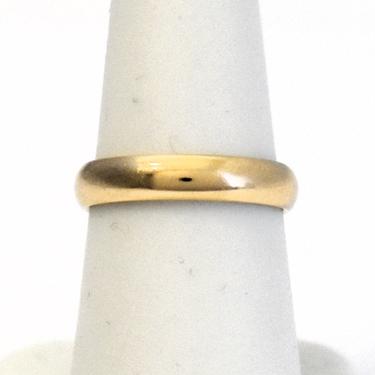 Classic 50's 14k gold Camelot comfort fit size 7 wedding ring, handsome traditional half round 4 mm yellow gold designer band 